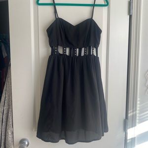 Black Dress with zipper and studded mid section